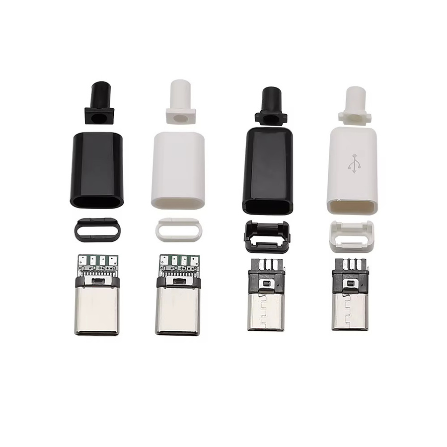 ALLiSHOP 10er Set USB Typ C und Micro USB 5 Pins Stecker für DIY Reparatur und Montage in Weiß - Bild 2