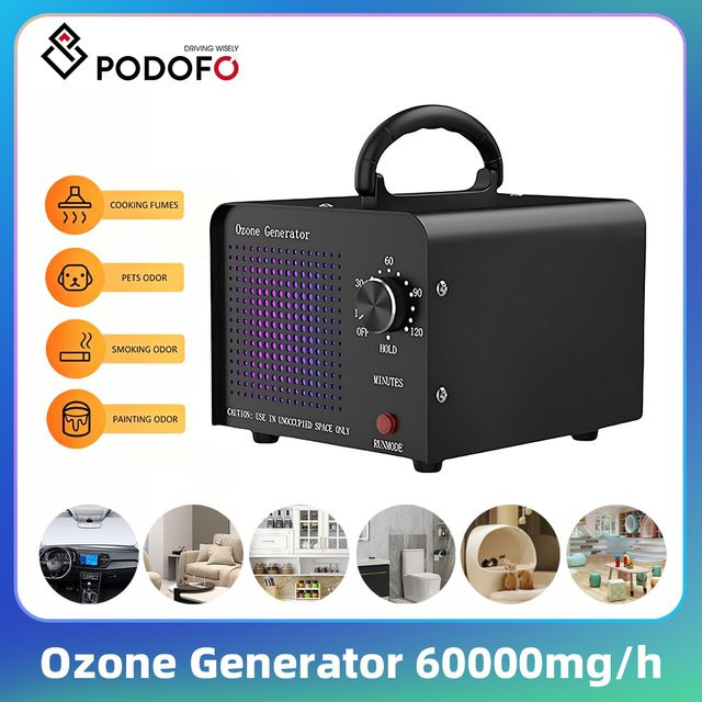 Podofo Ozongenerator 60000mg Luftreiniger in Schwarz zur Entfernung von Formaldehyd und Gerüchen für Auto und Zuhause - Bild 1