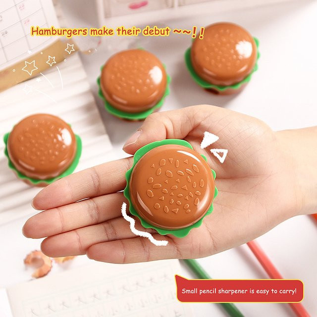 CHENJ Cartoon Hamburger Bleistiftspitzer mit Doppelöffnung in Multicolor für Schüler und Studenten - Bild 1