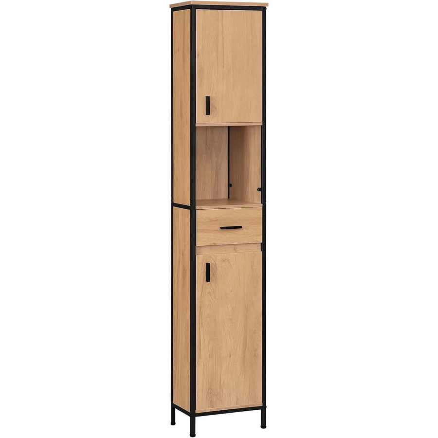 Eugad Hochschrank in Natur mit 5 Fächern und 1 Schublade, B/T/H: 30 x 30 x 180 cm - Bild 2