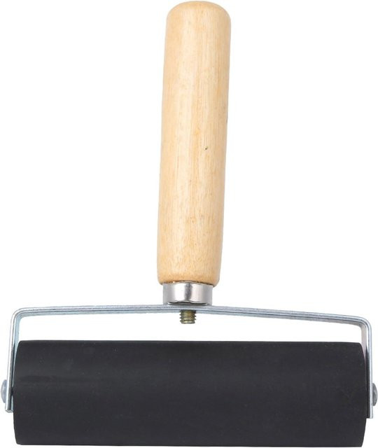 Gummidruckwalze Shoemst mit abnehmbarem Holzgriff in Schwarz und Beige - Bild 1