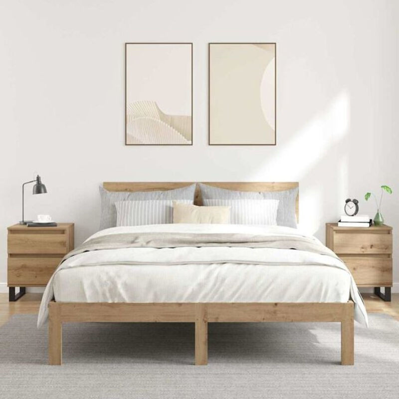 Set aus 2 Nachttischen von vidaxl in Eiche Natur, modern und skandinavisch, B/T/H: 40 x 35 x 50 cm - Bild 1