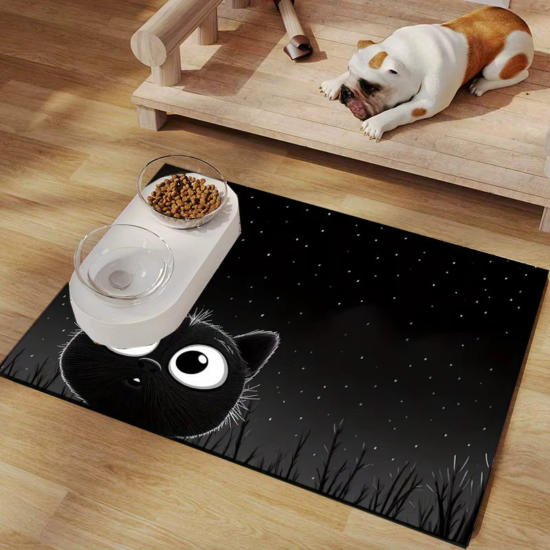 VIKAMA Hundefuttermatte in Schwarz, rutschfeste und wasserabsorbierende Bodenmatte für Futter und Wasser, B/T: 40 x 40 cm - Bild 4