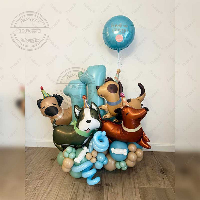 Myne Hund Thema Geburtstag Ballon Set mit 45 Stück Folienballons für Kinder in Mehrfarbig - Bild 1