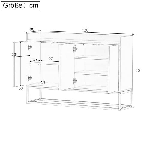 Flieks Sideboard Kommode im minimalistischen Stil mit 4 Türen und Schubladen in Navy Blau, B/T/H: 120 x 30 x 80 cm - Bild 5