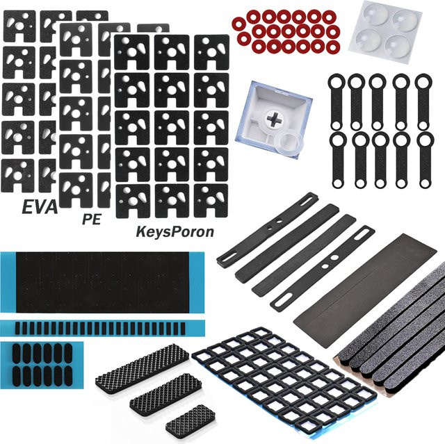 Mechanische Tastatur Zubehör Set mit PCB Switch Pad, Schalldämpfer Baumwolle, Schraubenpolster und Stahlplattenpolster sowie E-Keyporon für Hotswap Custom Gamer Tastaturen - Bild 1