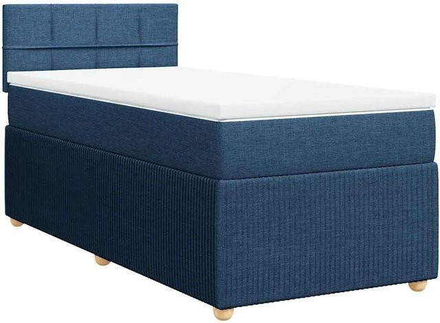 vidaXL Boxspringbett mit Matratze in Blau und Weiß, Hybridbett mit Taschenfederkern, USB-Ladeport und Unterbettbeleuchtung, B/T: 80 x 200 cm - Bild 1