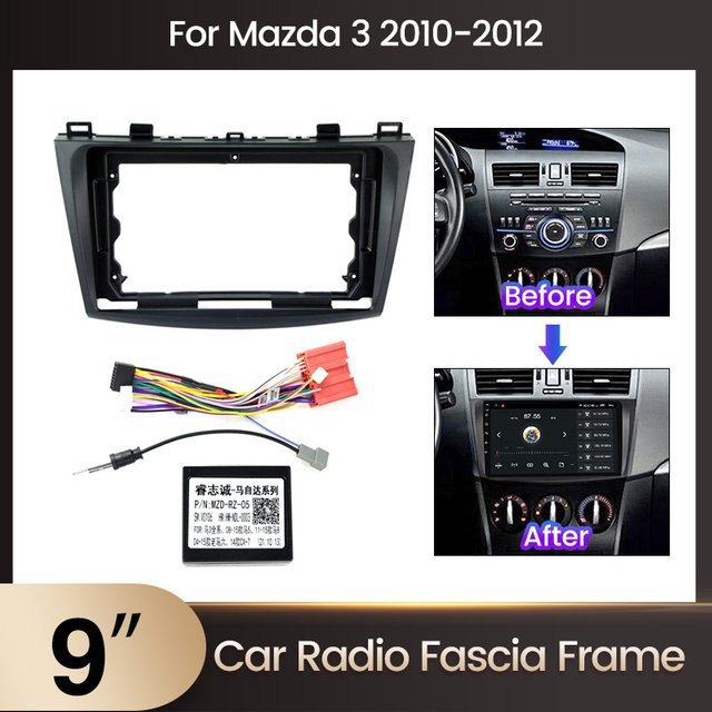 YELLOBERRY 2 DIN Radio Blende für Mazda 3 2010–2012 in Schwarz als Montage Rahmen für Stereo Panel und Dash Headunit - Bild 1
