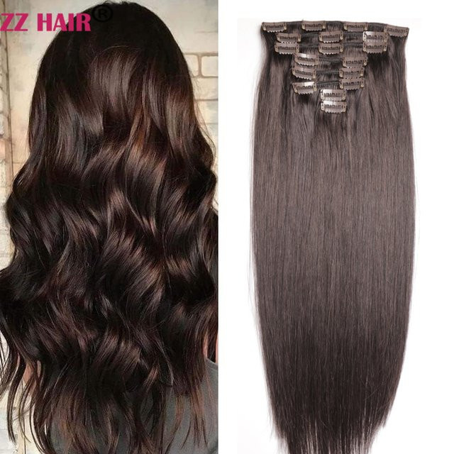 ZZHAIR Echthaarverlängerungen Remy-Haar, 8-teiliges Set, glatt, 120–140 g - Bild 1