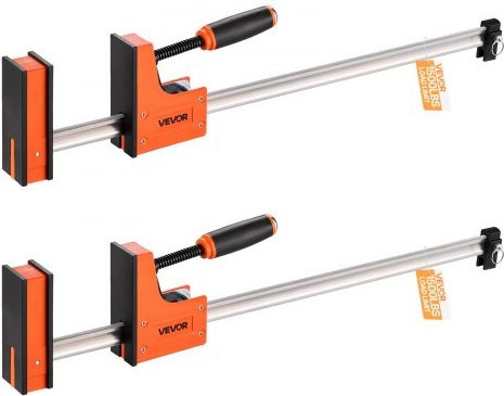 VEVOR Parallelklemmen-Set aus Kohlenstoffstahl und Kunststoff, 2er-Pack F-Klemmen für Holz- und Metallbearbeitung, Orange, Tiefe: 9,84 cm, Öffnung: 91,4 cm - Bild 1