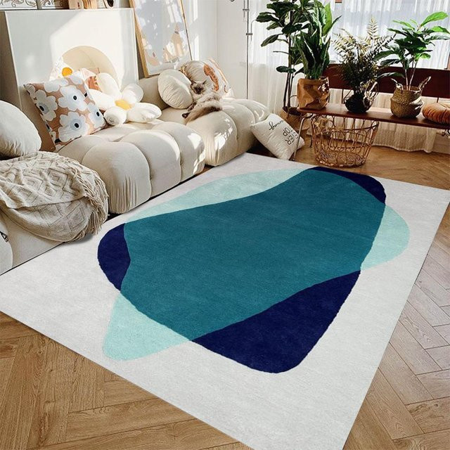 BC-Warm Home Teppich in Marineblau und Multicolour, gestreift, rutschfest und waschbar, aus Polyester, B/T: 60 x 40 cm - Bild 1