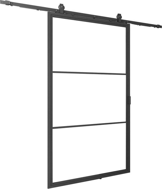 inova Loft Glasschiebetür aus Stahl und Glas in Schwarz mit 3 Feldern und 2-seitigem Softclose, B: 88,0 cm, H: 203,5 cm - Bild 1