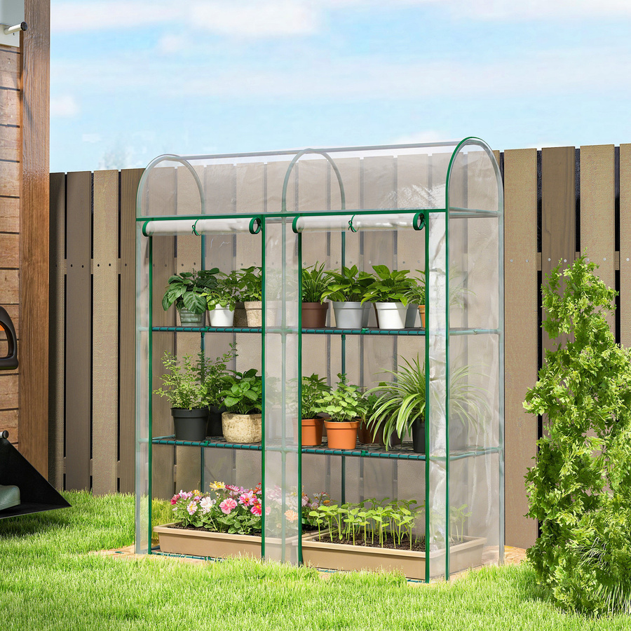 Outsunny Kleines Gewächshaus mit 3 Ebenen, Transparent, B/T/H: 143 x 46 x 164 cm - Bild 2