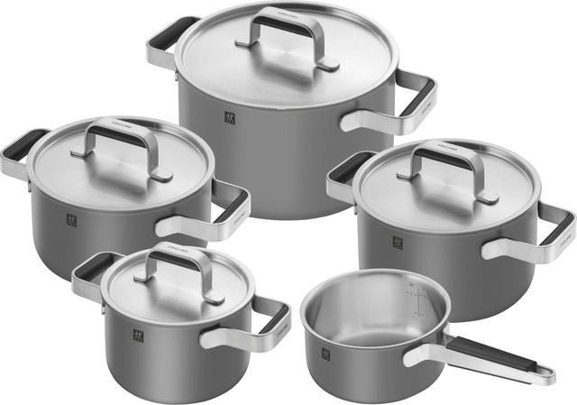 Zwilling Kochtopf-Set PURE aus Edelstahl mit Keramikbeschichtung in Anthrazit, Silber, Grau und Schwarz - Bild 1