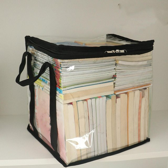 CosyHome Transparente Buchaufbewahrungstasche aus PVC mit Reißverschluss, Wasserdicht, Grau - Bild 1