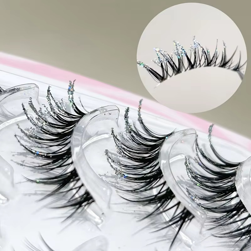 Mixiaohe Diamant-Schimmer-Wimpern, 5 Paar, C-Curl, schimmernd - Bild 2