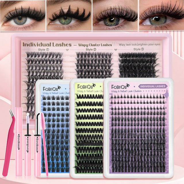 FQBFQB DIY-Wimpernverlängerung Set, Segmentierte Kunstwimpern, Natürlich, Unisex - Bild 1
