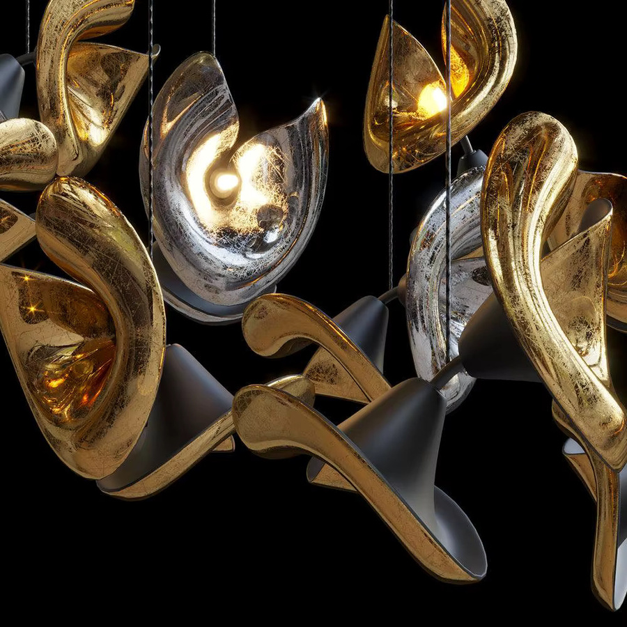 Moderne dimmbare Hängelampe aus Metall mit Trompetenschirm in Gold oder Silber - Bild 3