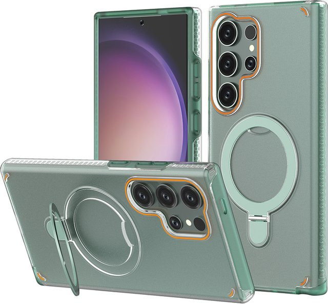 3 in 1 Magnetische Klapp-Ring Schutzhülle für Samsung Galaxy S26 S25 S24 Plus Ultra in Grün mit MagSafe Funktion und Standfunktion - Bild 1
