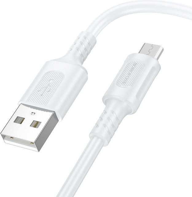 Borofone BX111 Feliz Daten- und Ladekabel USB-A auf microUSB, 18W, 1m, Weiß - Bild 1