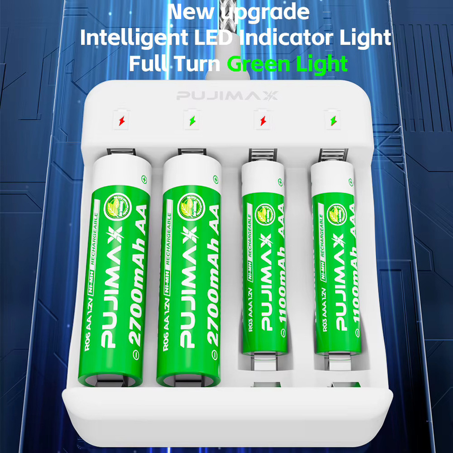 PUJIMAX Wiederaufladbare NI-MH-Batterien AA 2700mAh und AAA 1100mAh Hochleistungs-Akkus 1,2V in Weiß - Bild 2