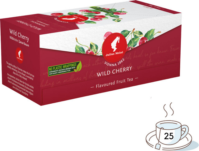 Julius Meinl Tee Wildkirsche, Früchtetee, koffeinfrei, 25 Teebeutel, 62,5g - Bild 1
