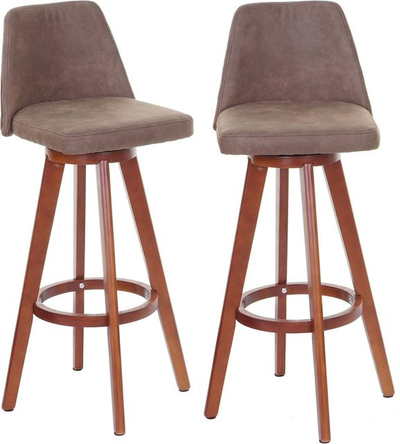 2er-Set MCW Barhocker C43 drehbar in Vintage Braun mit Textil und Holzbeinen in Birke - Bild 1