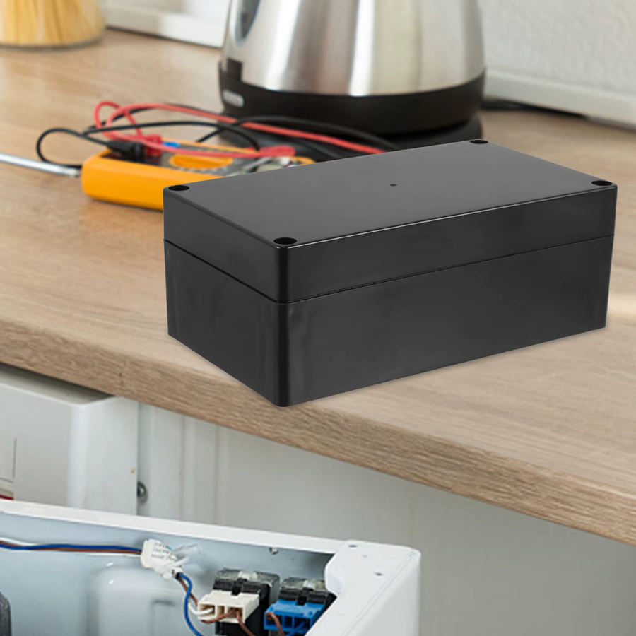 Wasserdichte elektrische Anschlussdose aus Kunststoff in Schwarz für Außenbereich und Sicherheitsüberwachung, Staubdichtes Projektgehäuse, B/T/H: 15,7 x 8,9 x 6,0 cm - Bild 3