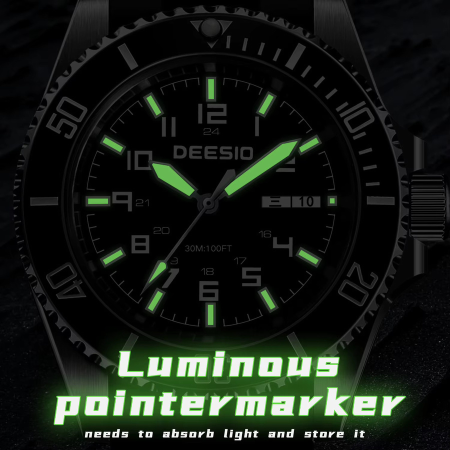 Deesio Armbanduhr Automatik, Edelstahl, 41 mm, Herren, Schwarz - Bild 4