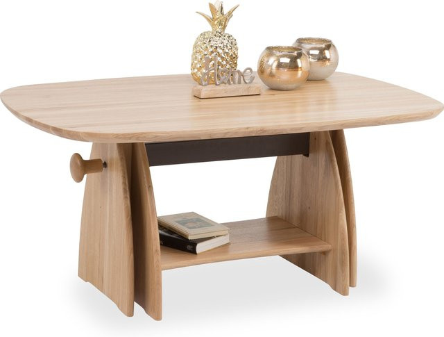 HASSE Couchtisch 1731H-679-25 aus Eiche Massivholz in Braun mit höhenverstellbarem Lift-Mechanismus, B/T/H: 109,0 x 62,0 x 69,0 cm - Bild 1