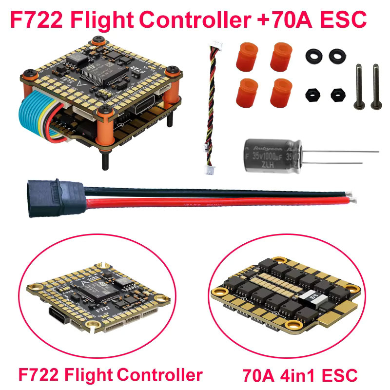 DAKEFPV F722 FC 8S 70A Stack 4in1 Blheli_S Bluejay 8bit ESC Flight Stack für FPV 5 Zoll RC Drohnen mit Betaflight und INAV Unterstützung - Bild 2