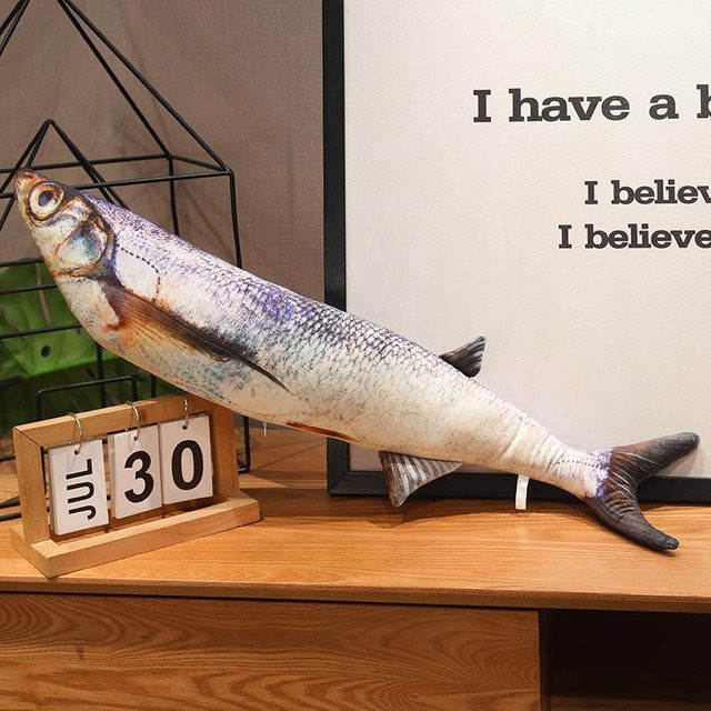 Simulationsfisch Barsch, Puppe, Plüschtier, Maulkippfisch, 40cm, White Stripe - Bild 1