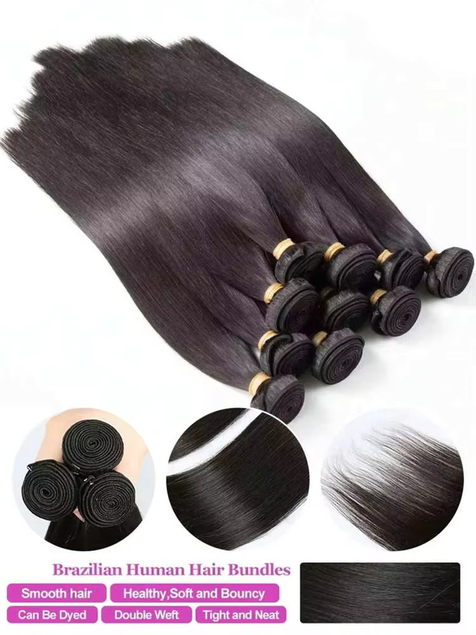 QZOQZO Echthaar-Bündel, 42 Zoll, glatt, Schwarz, Brasilianisch, Unisex - Bild 6