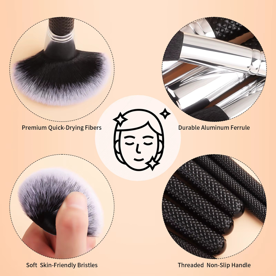 Ronshadow Make-up-Pinsel Set, 15-teilig, Schwarz, Unisex - Bild 4