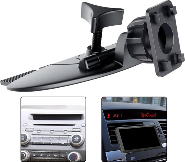 NIGHTKIST Verstellbare Autohalterung mit CD-Schlitz für Smartphones und Tablets von 7 bis 10 Zoll in Schwarz - Bild 1