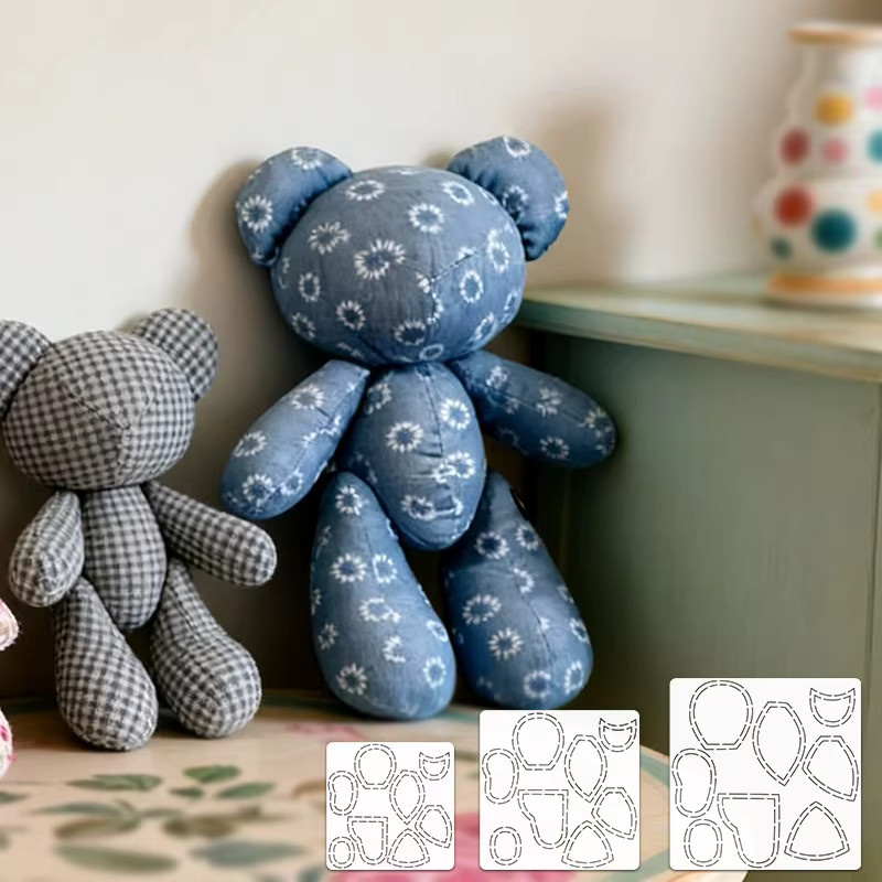 YOMDID Handgemachte DIY Quilt Vorlage mit Bären Design für Näharbeiten und Stoffhandwerk, Breite: 30,0 cm - Bild 3