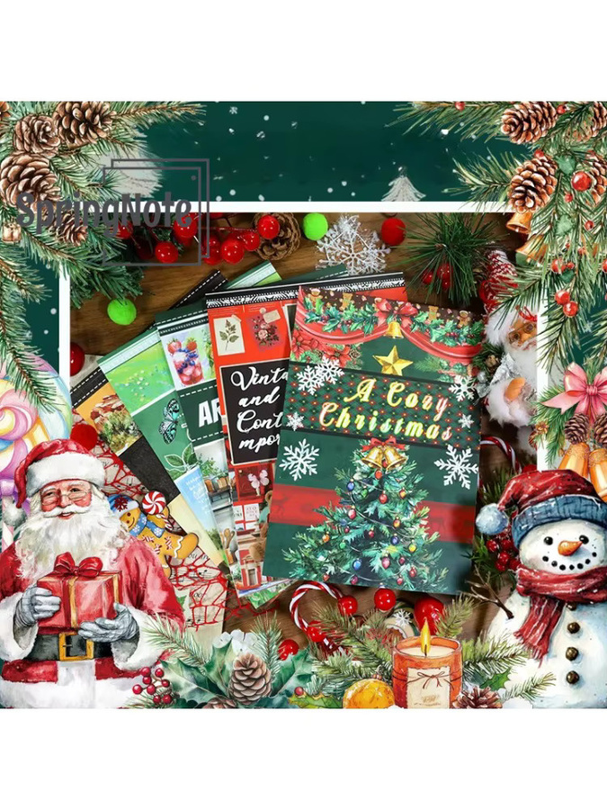 Weihnachtsaufkleberbuch mit 20 Blättern aus Washi und PET für Scrapbooking und Journaling, Mehrfarbig - Bild 3