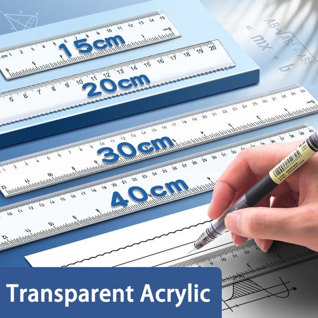 Transparentes Kunststofflineal in Blau für Schule und Büro, Breite: 15 cm, Breite: 20 cm, Breite: 30 cm - Bild 1