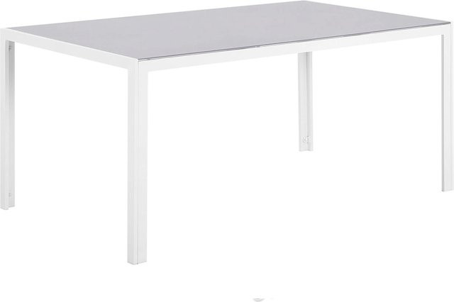 Beliani Gartentisch CATANIA aus Aluminium und Glas, Hellgrau, B/T/H: 160 x 91 x 71 cm - Bild 1