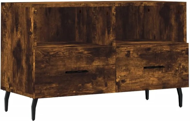 vidaXL TV-Schrank aus Holzwerkstoff und Eisen in Räuchereiche, Braun, B/T/H: 80 x 36 x 50 cm - Bild 1