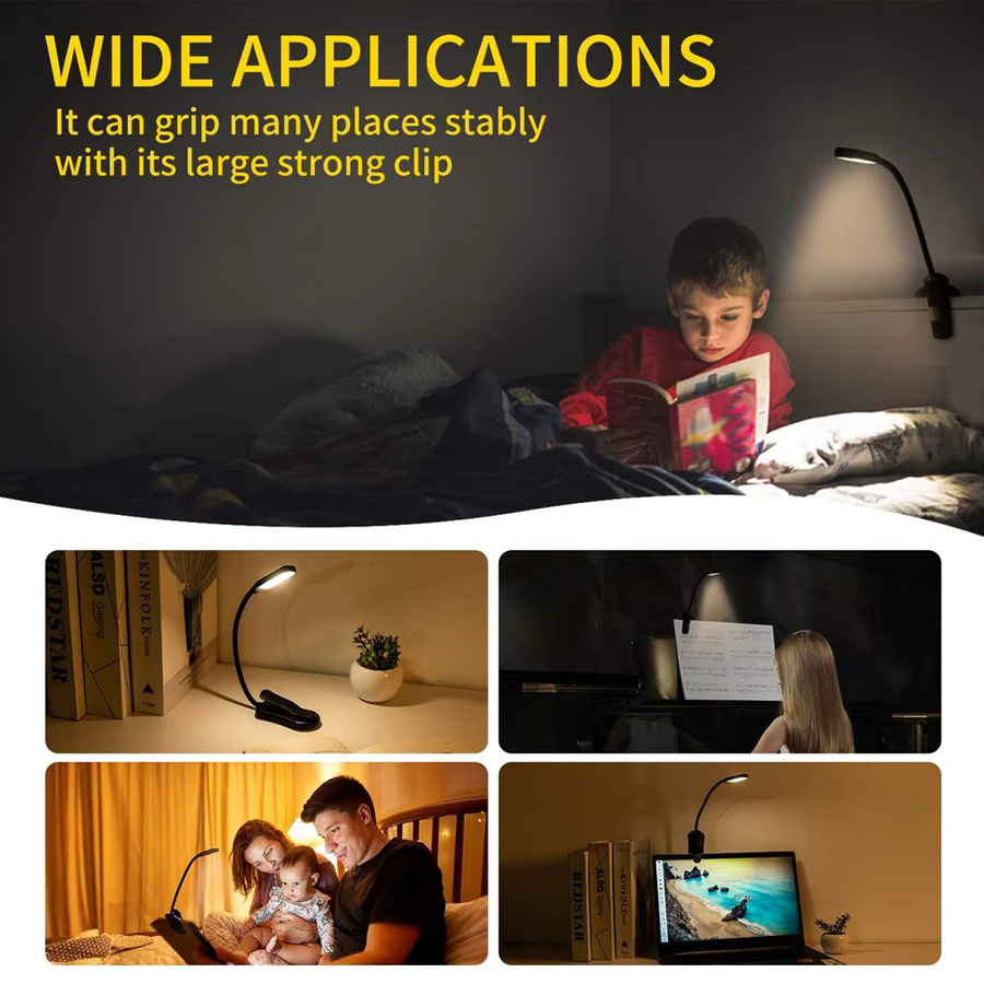 CENSHION LED-Buchleuchte, USB wiederaufladbare Leselampe mit 3 Stufen und flexibler Bauweise - Bild 2