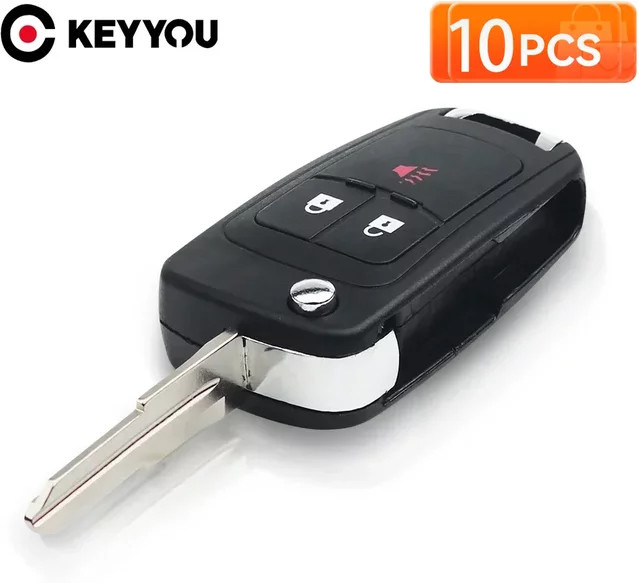 KEYYOU 10er Set Flip Schlüsselgehäuse für Chevrolet Spark 2012 bis 2016, 3 Tasten Fernbedienung Ersatzschlüssel Shell in Schwarz - Bild 1
