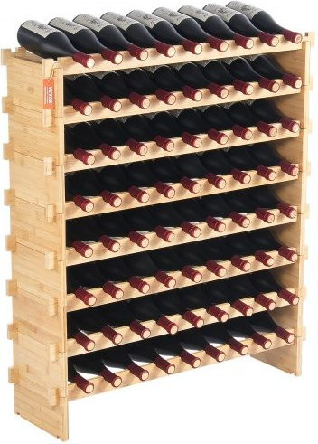 VEVOR Modulares Weinregal aus Bambusholz, 8-stufiges Standregal für 72 Flaschen, Braun Matt - Bild 1