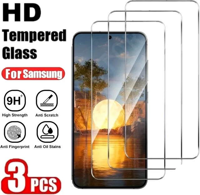 3er-Pack Samsung Galaxy Displayschutz aus gehärtetem Glas, transparent, passend für S25 Ultra, S24, S23, S22, S21 und S20 Plus Modelle - Bild 1
