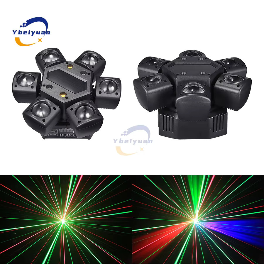 Ybeiyuan 80W LED RGBW 4-in-1 Moving Head mit Laser, Strobe und Pixel Licht, DMX512 und Fernbedienung, Schwarz, Multicolour - Bild 5