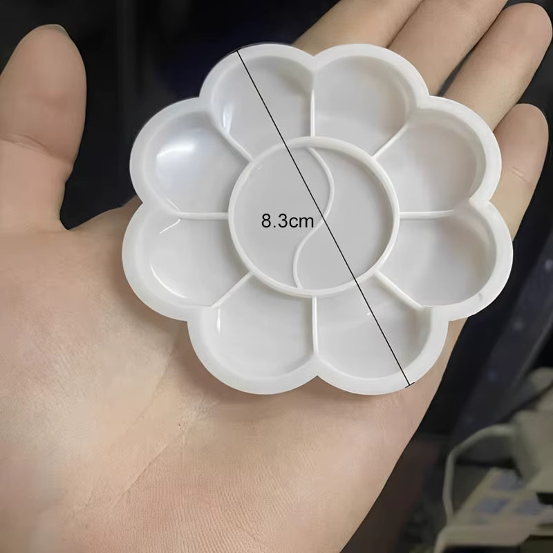 TMZ Mini-Farbpalette in Blumenform aus Kunststoff für Acrylmalerei, Weiß - Bild 2