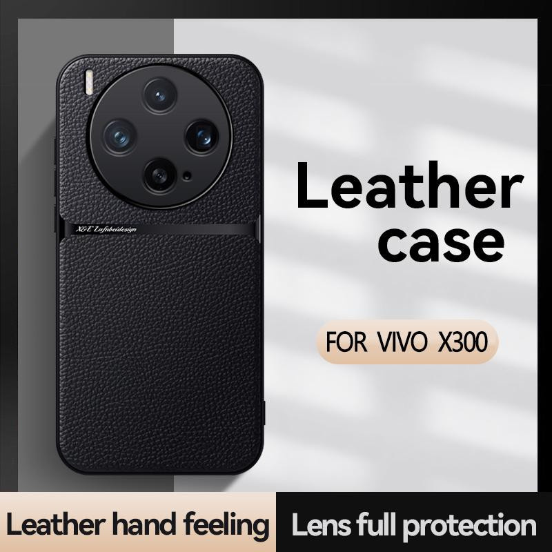 ELVEV Magnetische PU-Leder Schutzhülle für Vivo X300 und X300 Pro in Schwarz mit TPU-Rand und Kameraschutz - Bild 3