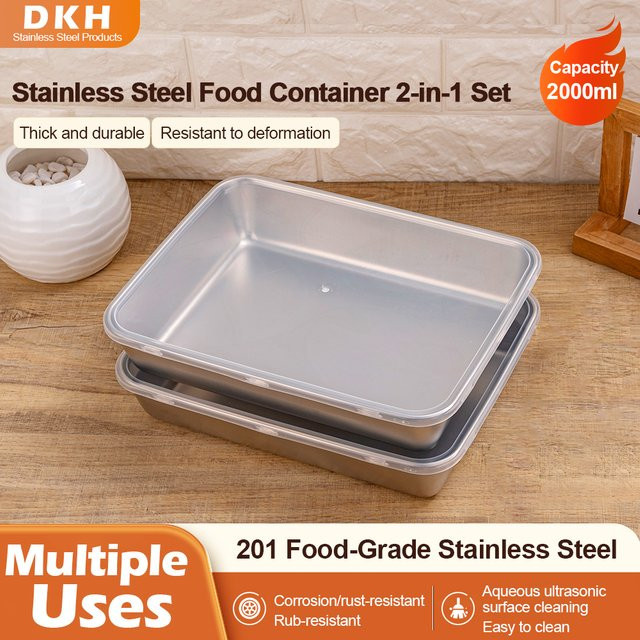 MTM 2er-Set Lebensmittel-Aufbewahrungsbehälter aus Edelstahl mit Deckel in Silber für Küche, Camping und Reisen - Bild 1