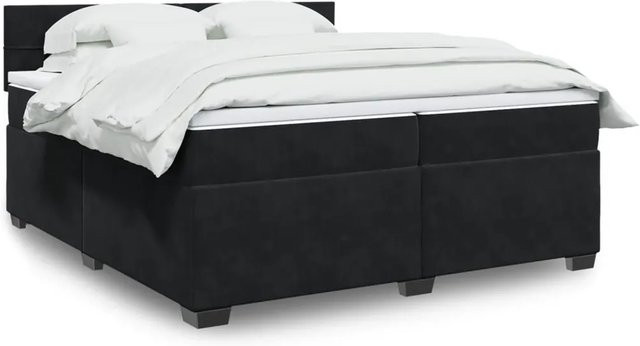 vidaXL Boxspringbett mit Matratze in Schwarz aus Samt mit USB-Ladeport und Unterbettbeleuchtung B/T: 200 x 200 cm - Bild 1