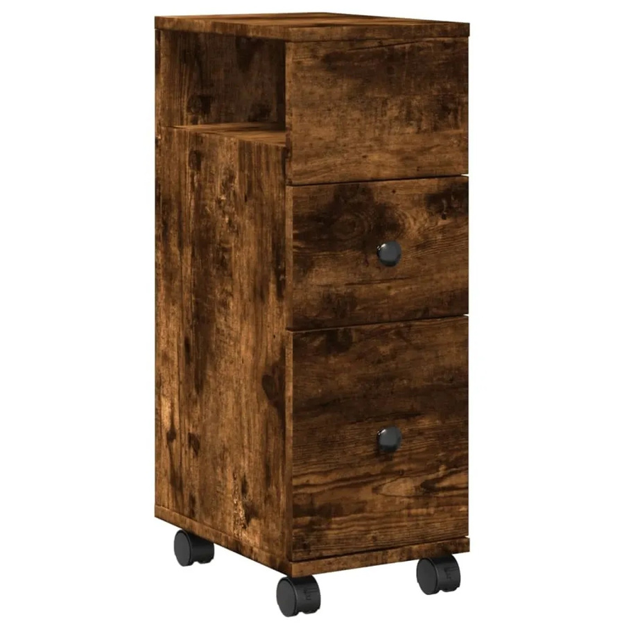 vidaXL Badschrank schmal mit Rollen in Räuchereiche, braun - Bild 2